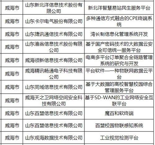省重點(diǎn)軟件項(xiàng)目名單,威海11個(gè)入選